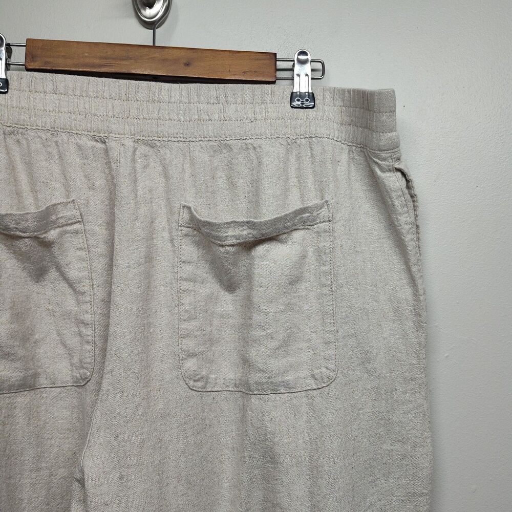 Old Navy Linen Pants Women Size XL Tan Elastic Waist Straight Leg Boho Casual - Picture 6 of 8